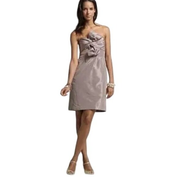 Y2K New J. Crew 8 Mini Dress Silk Strapless Party Bow Prom Party Formal Pockets - Picture 3 of 13